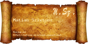 Matias Szixtusz névjegykártya